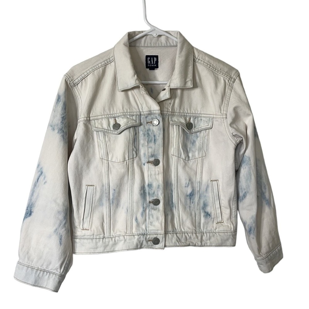 Gap Icon Cropped Denim Jacket in white Bleach size Small